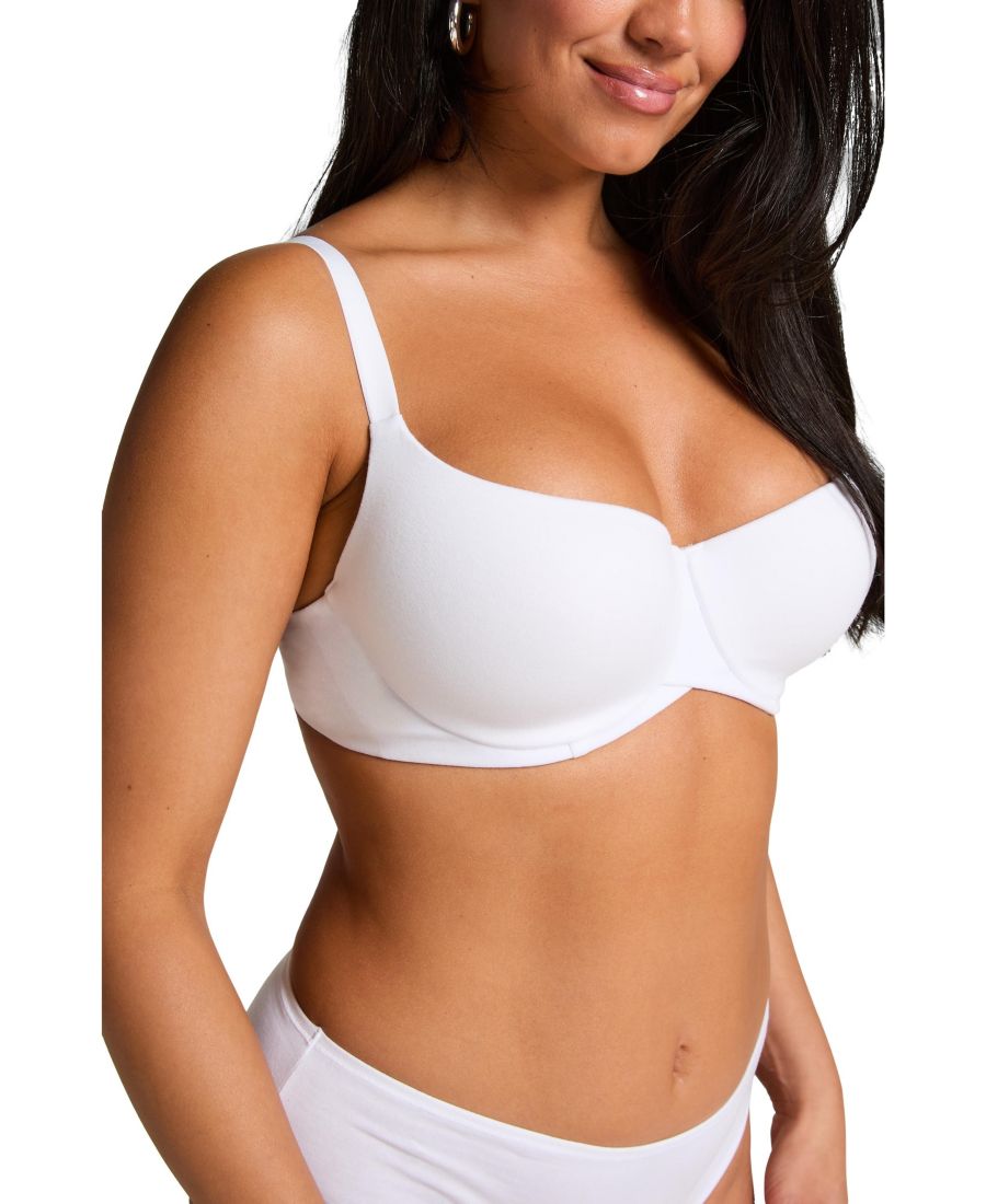 

Бюстгальтер Hunkemoller женский из хлопка с подкладкой и на косточках Hunkemöller, Bright white