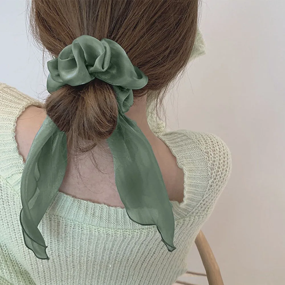 Прозрачная атласная резинка для волос в корейском стиле. Miniministore, Blue-green