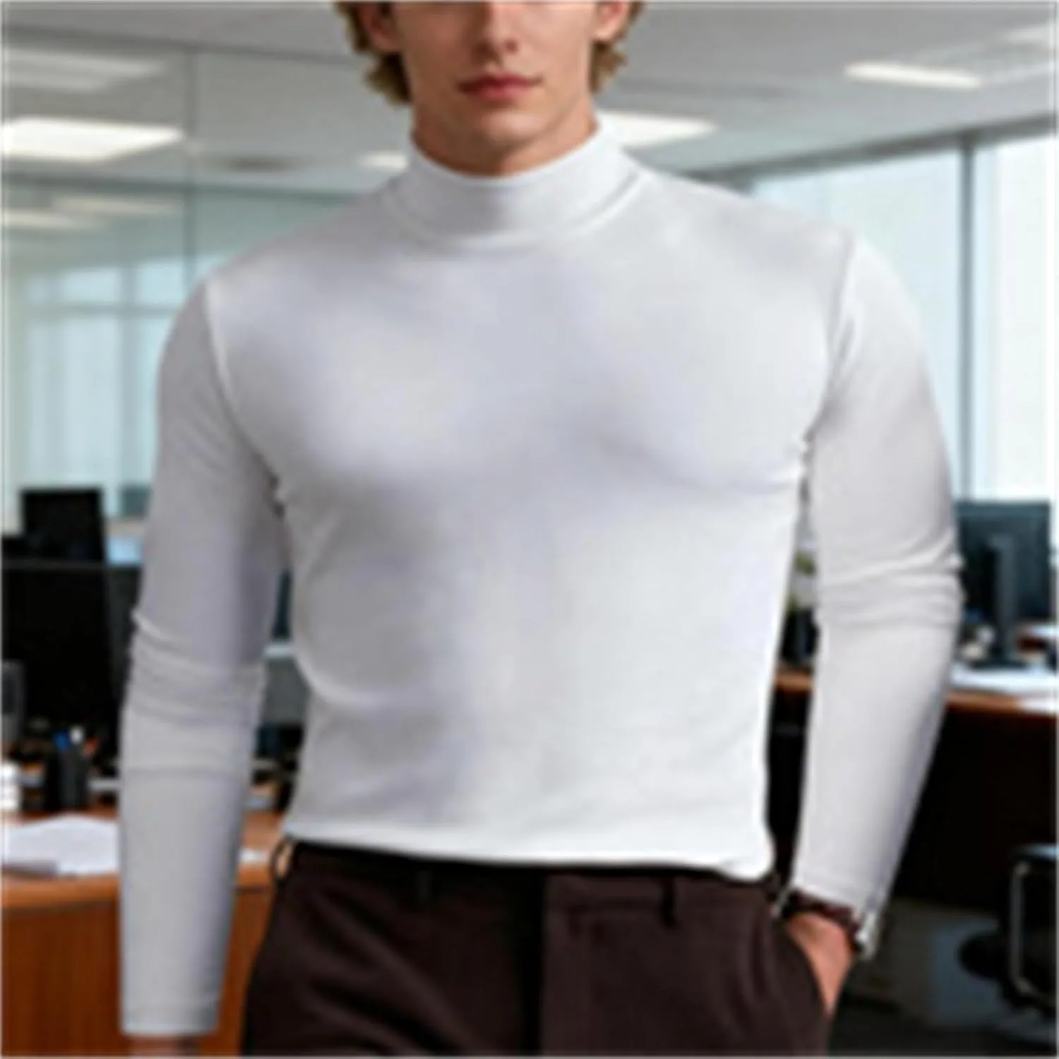 Мужская футболка с высоким воротником Slim Fit — эластичная и дышащая для спортзала или повседневной носки — фото 3
