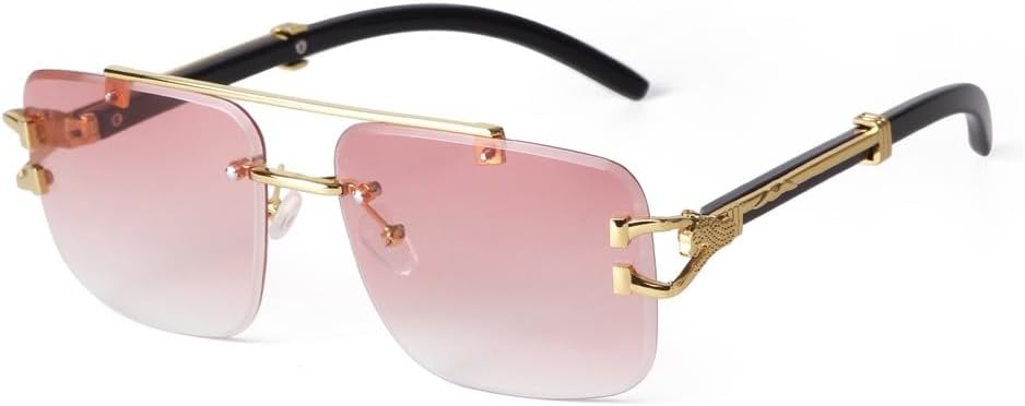 

Солнцезащитные очки LVTFCO с изображением головы леопарда, без оправы, для женщин и мужчин, с двойной перемычкой, винтажные прямоугольные солнцезащитные очки для мужчин, C7