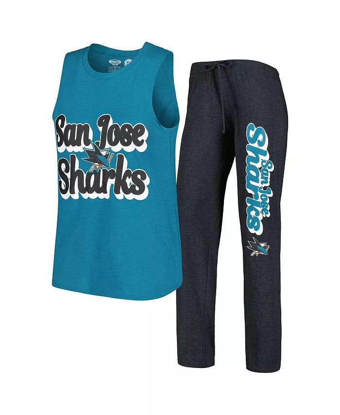 

Женский комплект для сна с майкой и брюками Meter Muscle San Jose Sharks цвета морской волны/черного цвета Concepts Sport
