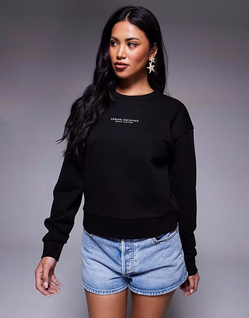 

Толстовка с центральным логотипом в черном и золотом цвете Armani Exchange