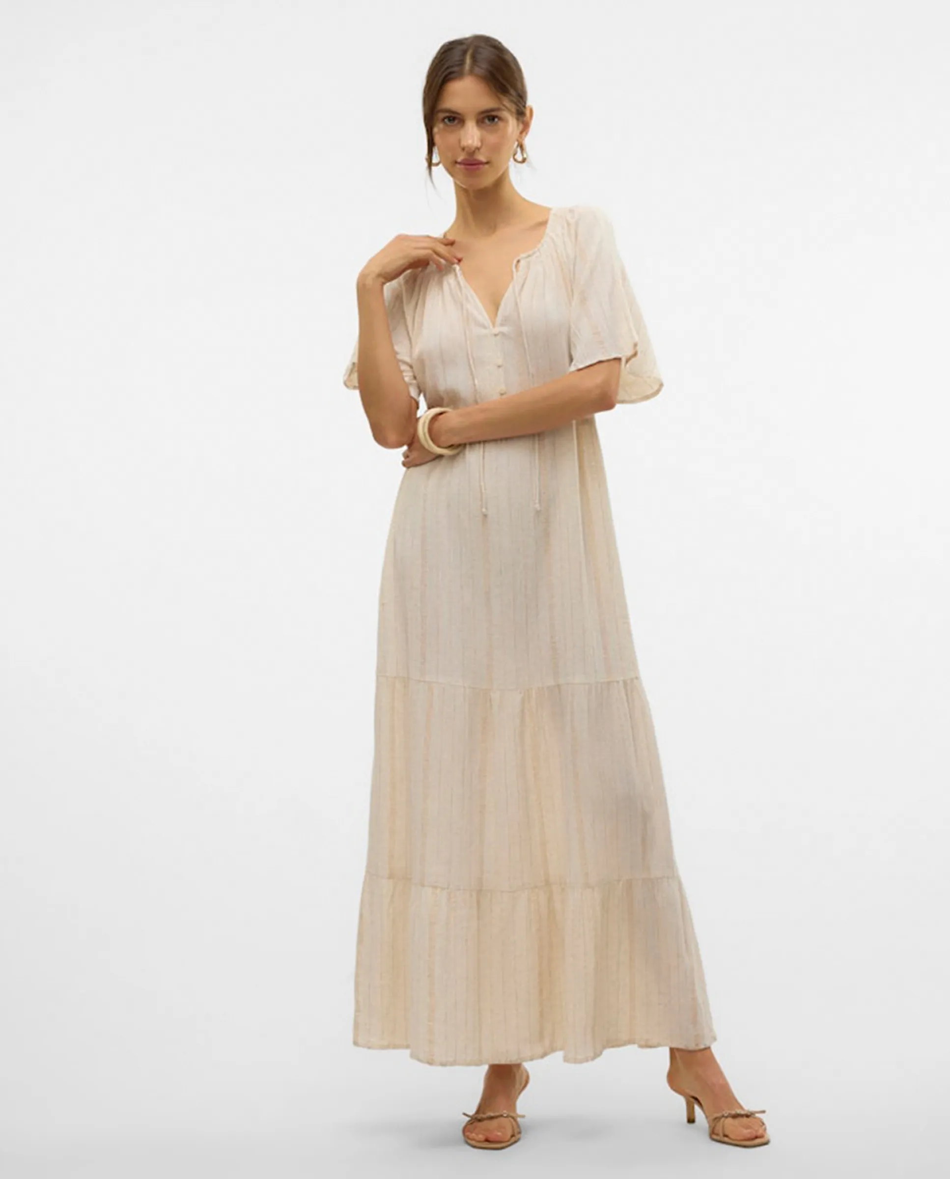 

Длинное платье с коротким рукавом Vero Moda, белый