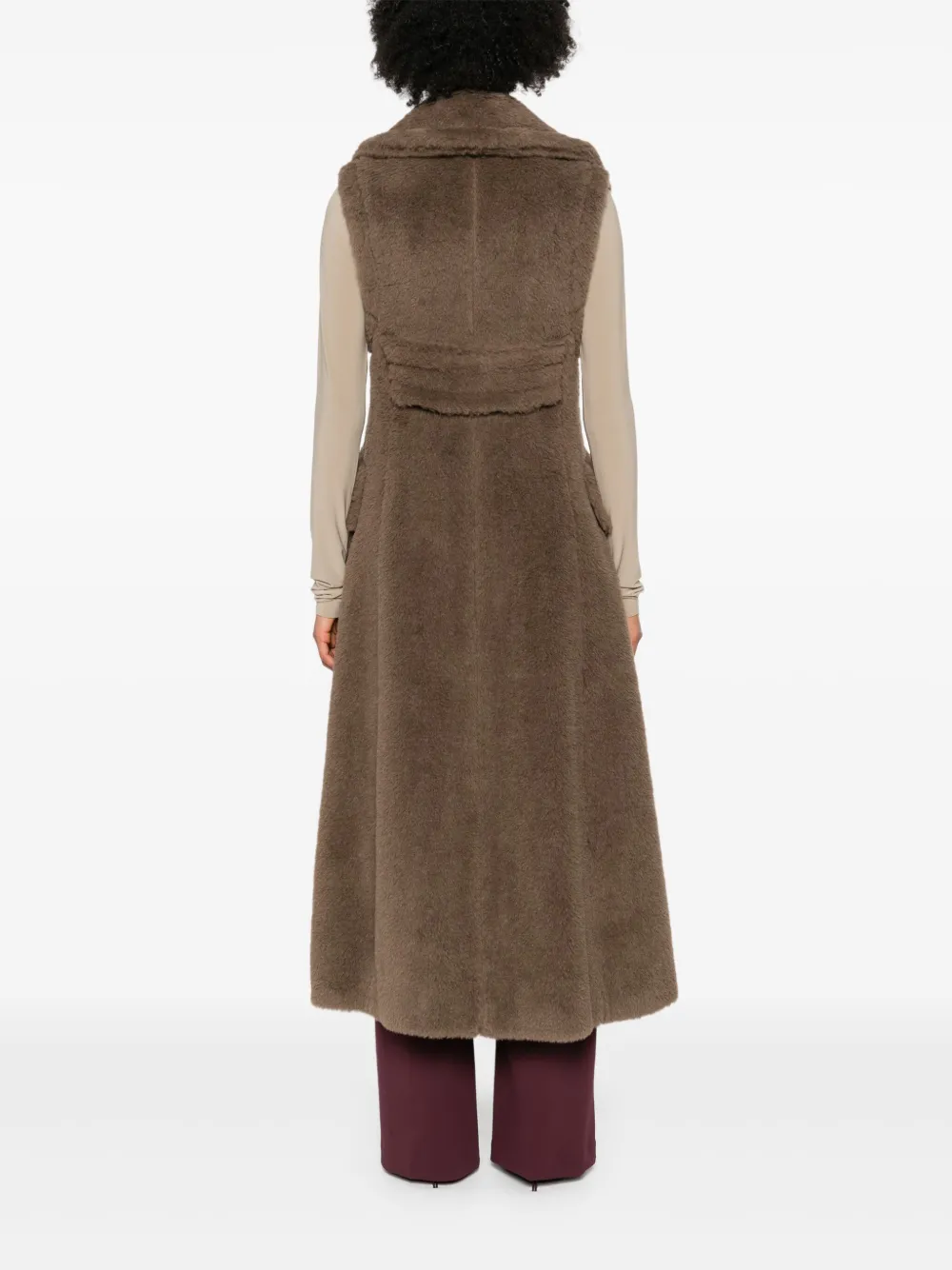 Двубортное пальто без рукавов Boario MAX MARA, коричневый — фото 4