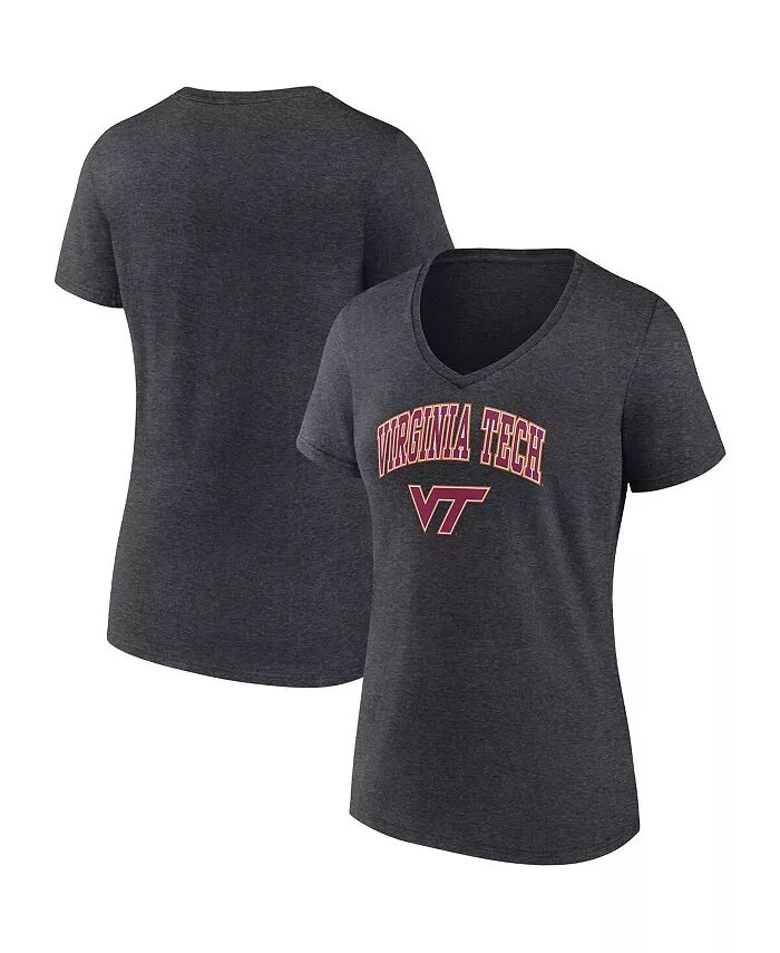 

Женская футболка Heather Charcoal Virginia Tech Hokies Evergreen Campus с V-образным вырезом Fanatics