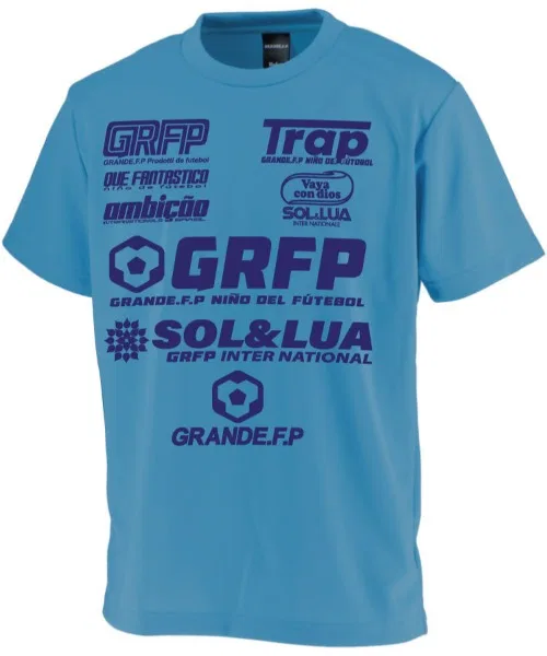 Детская футболка GRANDE FOOTBALL PRODUCTS из полиэстера с логотипом бирюзовая