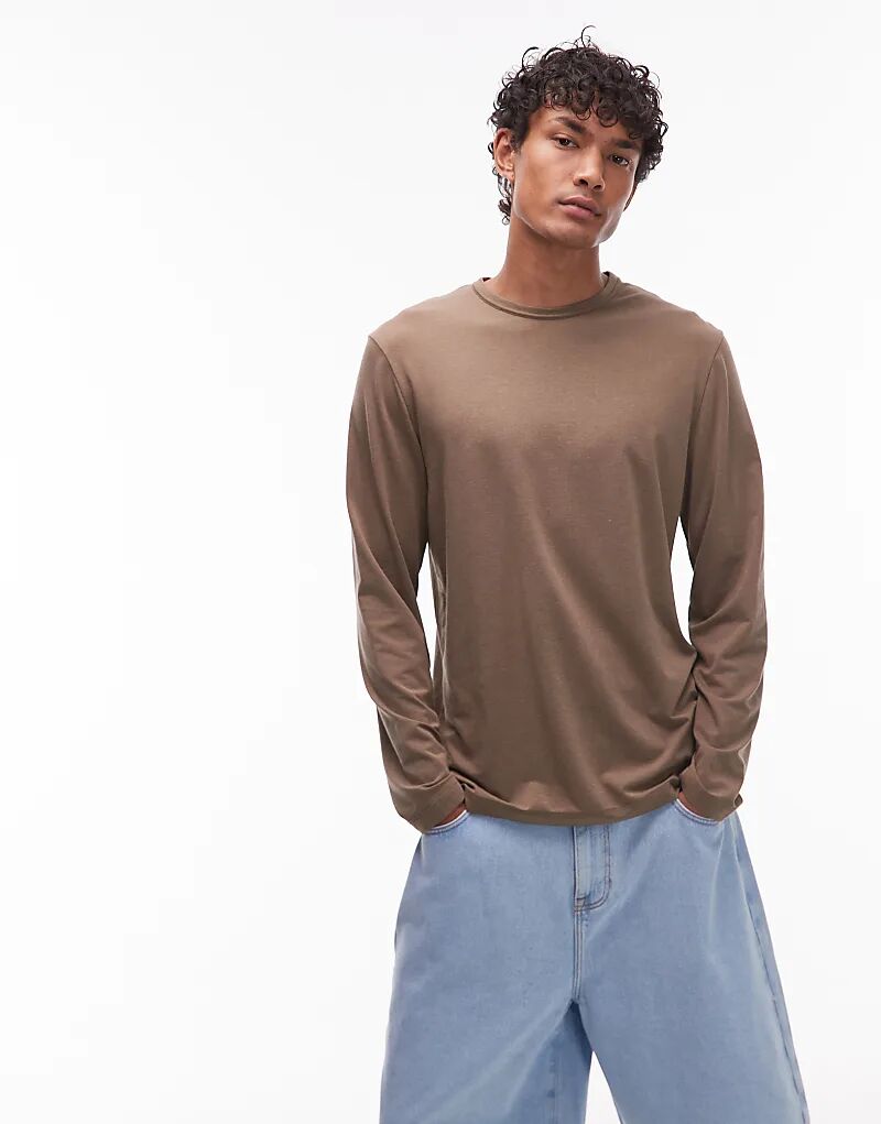 

Легкая футболка Topman стандартного кроя с длинными рукавами цвета хаки