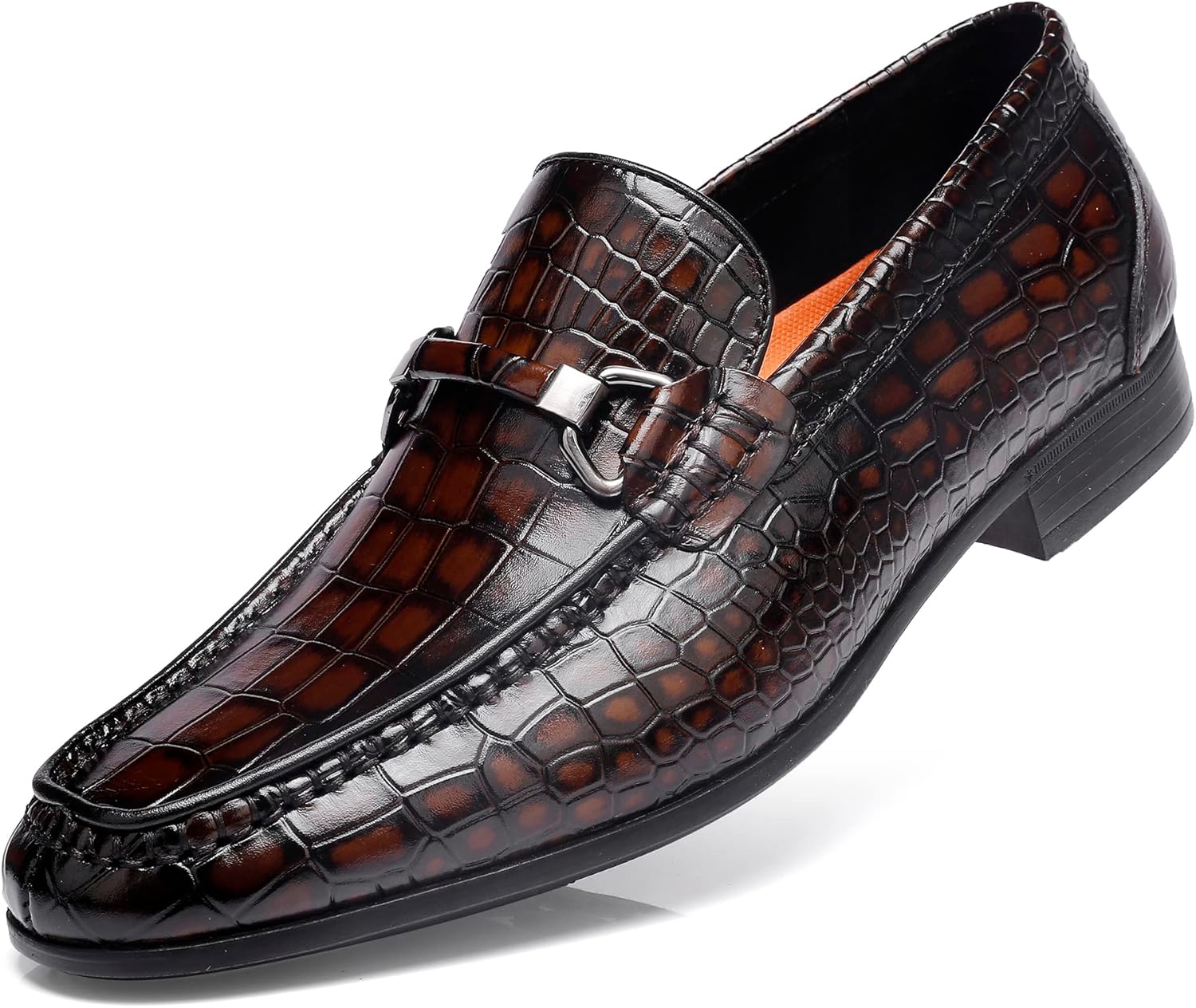 

Классические мужские туфли, кожаные туфли без шнурков премиум-класса с крокодиловым принтом, туфли для вечеринок и свадеб, лоферы Golden Coxes Family, темно-коричневый