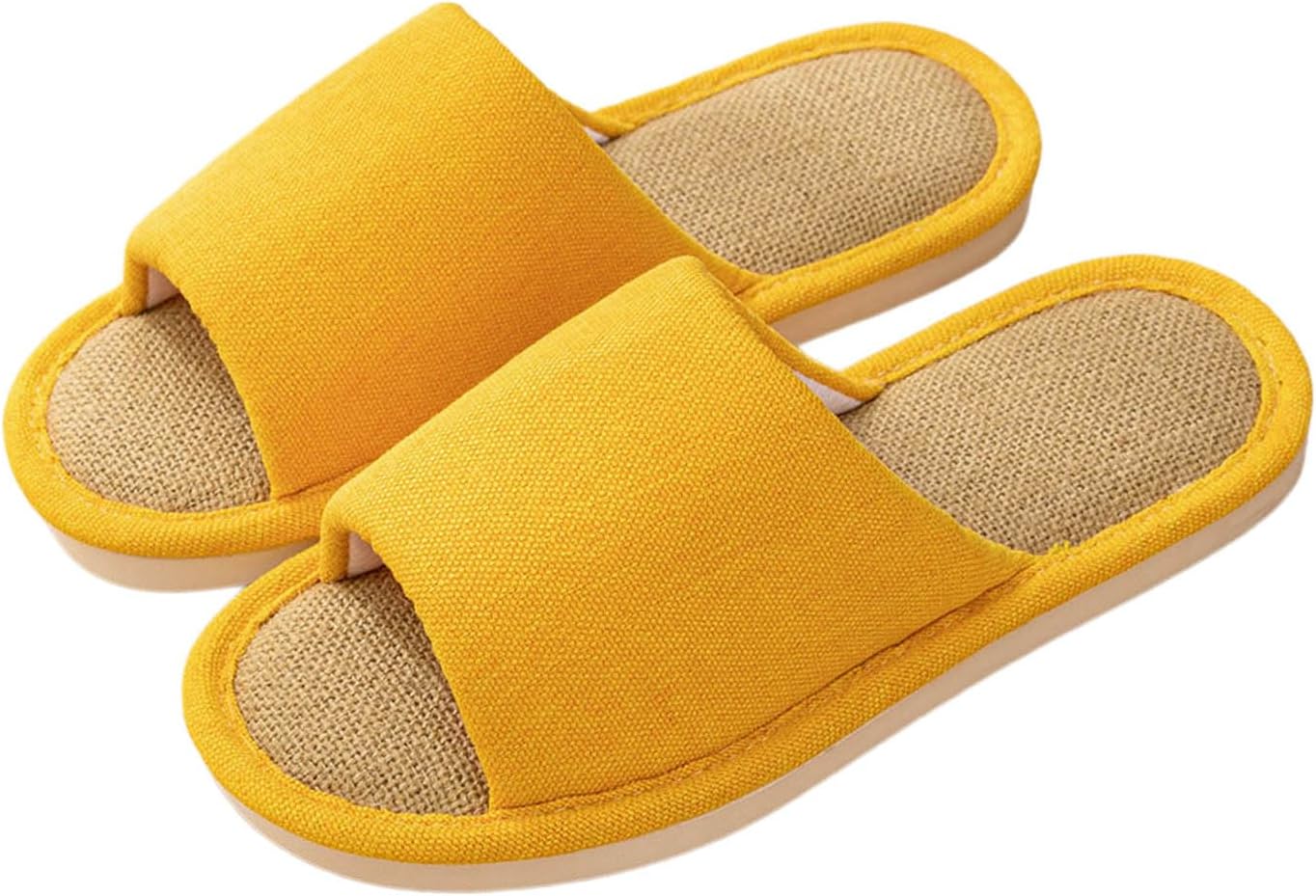 

Домашние тапочки для женщин и мужчин с открытым носком, мягкие японские тапочки, теплые с эффектом памяти, нескользящие, для дома, удобные домашние слайды, хлопковые домашние тапочки Generic, желтый