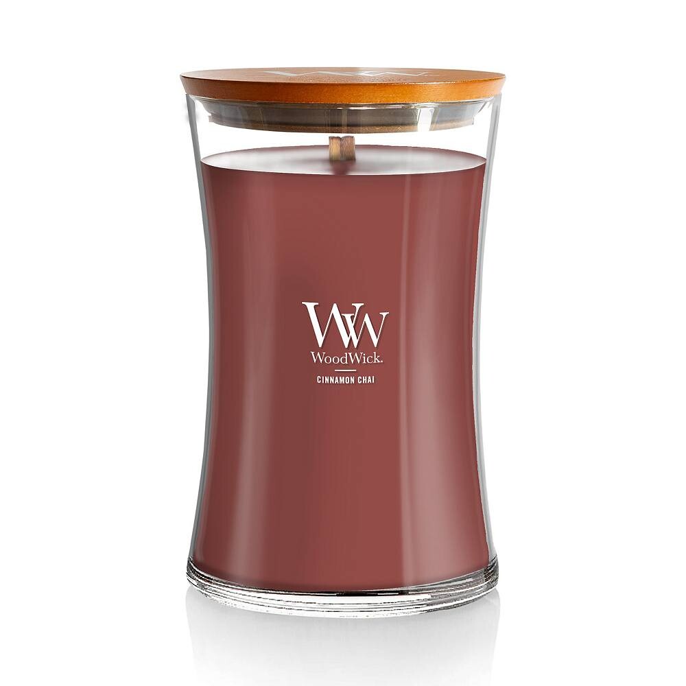 

WoodWick Cinnamon Chai Большая свеча «Песочные часы», красный