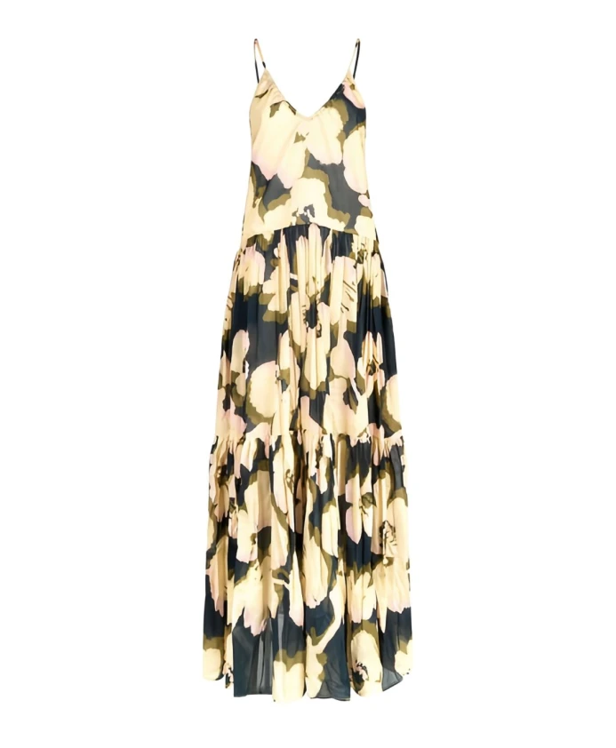 

Платье темно-синего цвета с цветочным принтом Roberto Collina, мультиколор