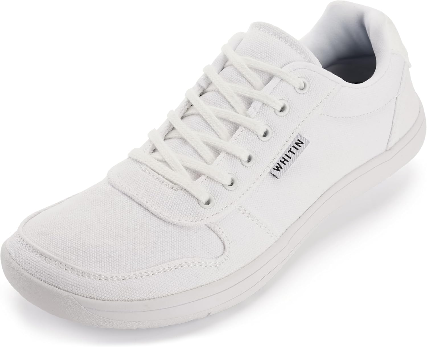 

Мужские широкий обувь WHITIN, Стильные минималистичные кеды из ткани, Подошва с нулевым перепадом, белый
