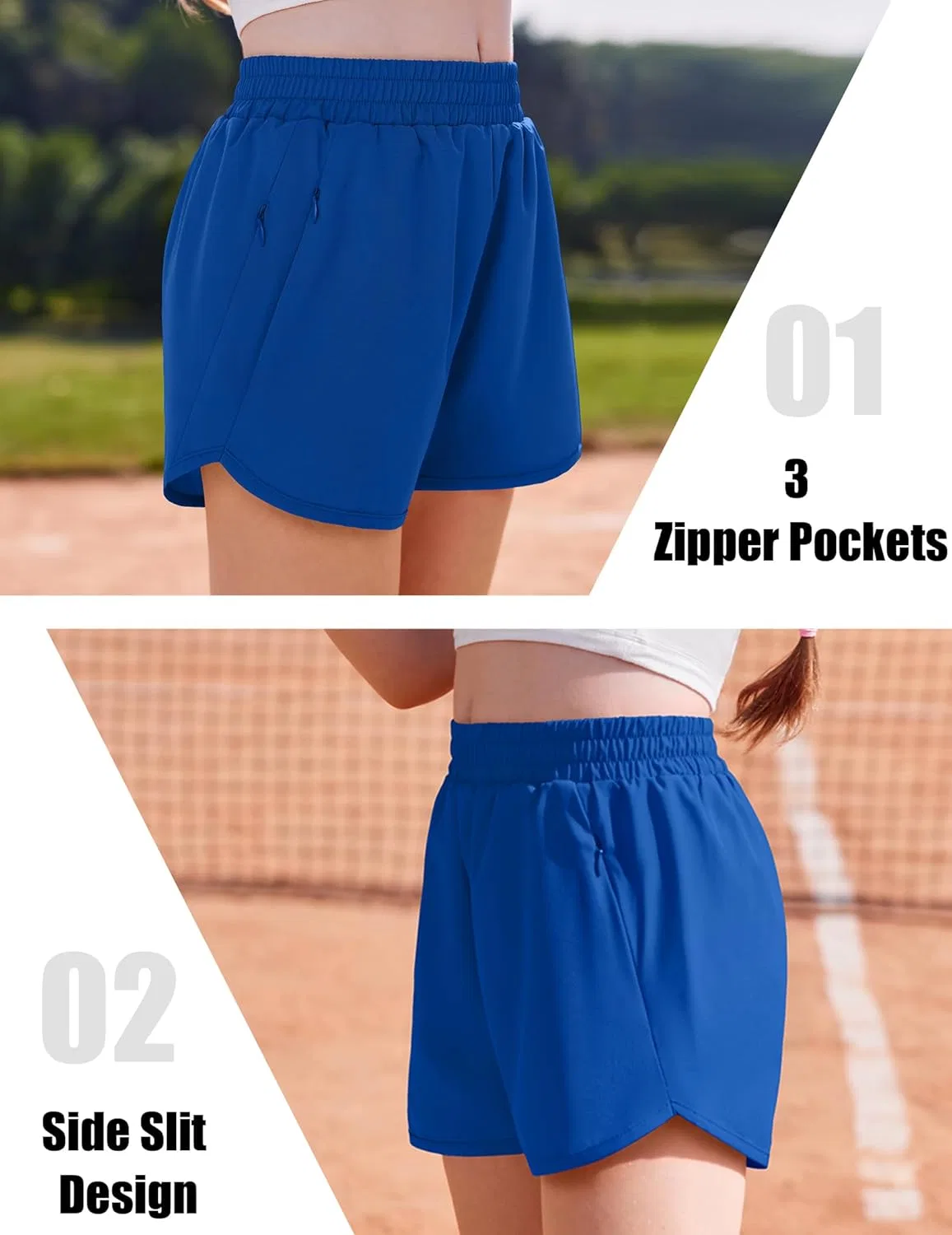 Детские шорты для активных занятий Arshiner, с 3 карманами на молнии, Royal Blue — фото 4