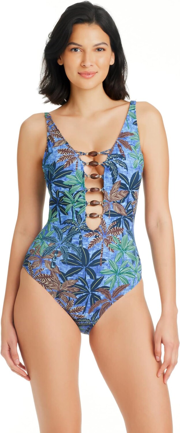 

Купальник Bleu Rod Beattie By The Sea Lace Down One-Piece, цвет Navy Multi