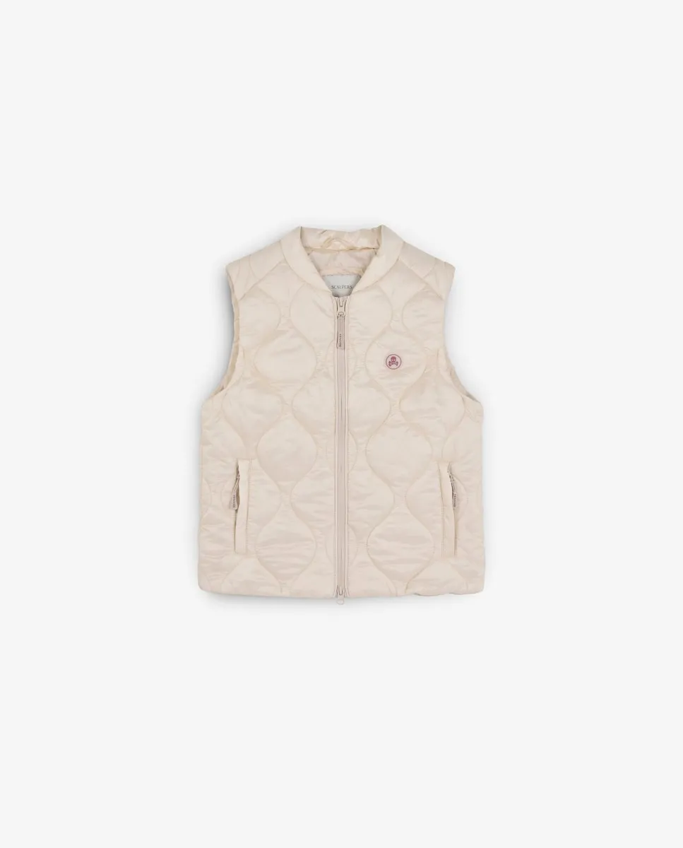 

Стеганый жилет для девочки с вышитым логотипом Scalpers, белый