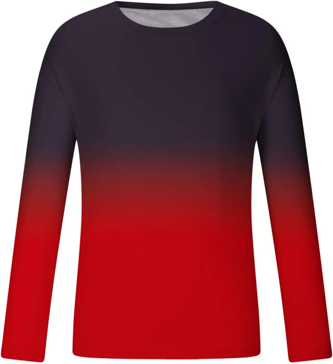 Мужская футболка с длинным рукавом Casual Ombre Color Loose Fit Graphic Tee — фото 4