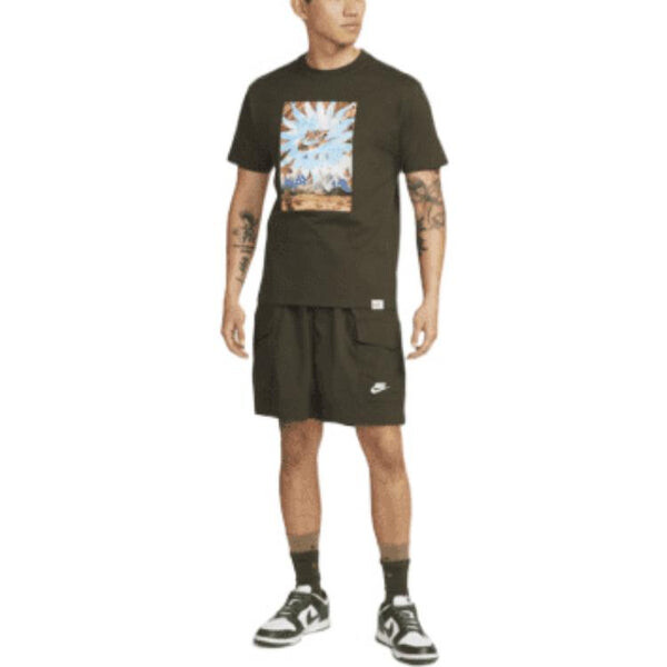 Футболка Men's Nike Landscape Logo Printing Round Neck Casual Short Sleeve Green T-Shirt, мультиколор — фото 3