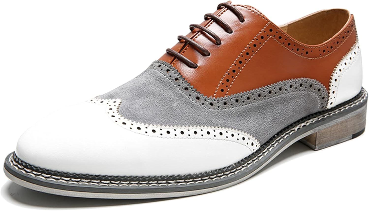 

Мужские кожаные туфли оксфорды с подкладкой из кожи, деловые туфли с крыльями, классические формальные кожаные туфли на шнуровке для свадьбы, выпускного или вечеринки, коричневые - US11/UK10/EU44 Wknbeu