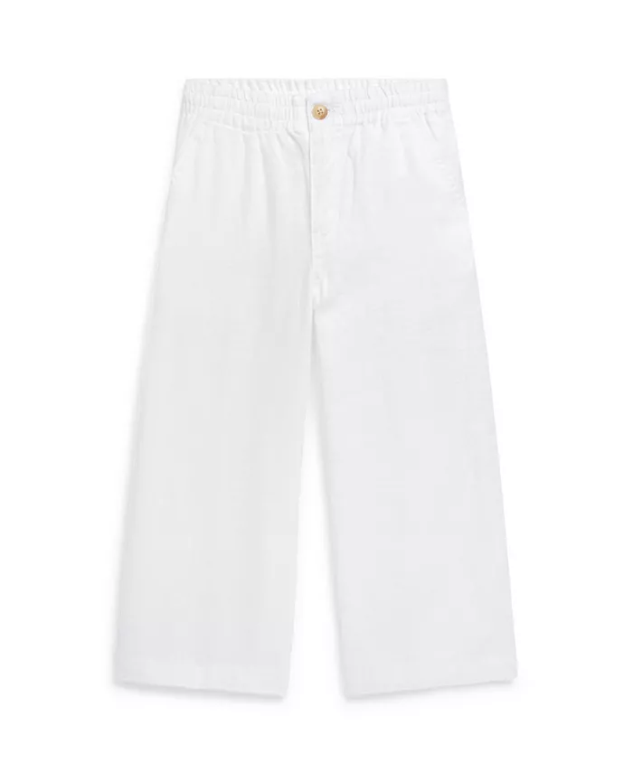 

Широкие льняные брюки для девочек Toddler Polo Ralph Lauren, белый