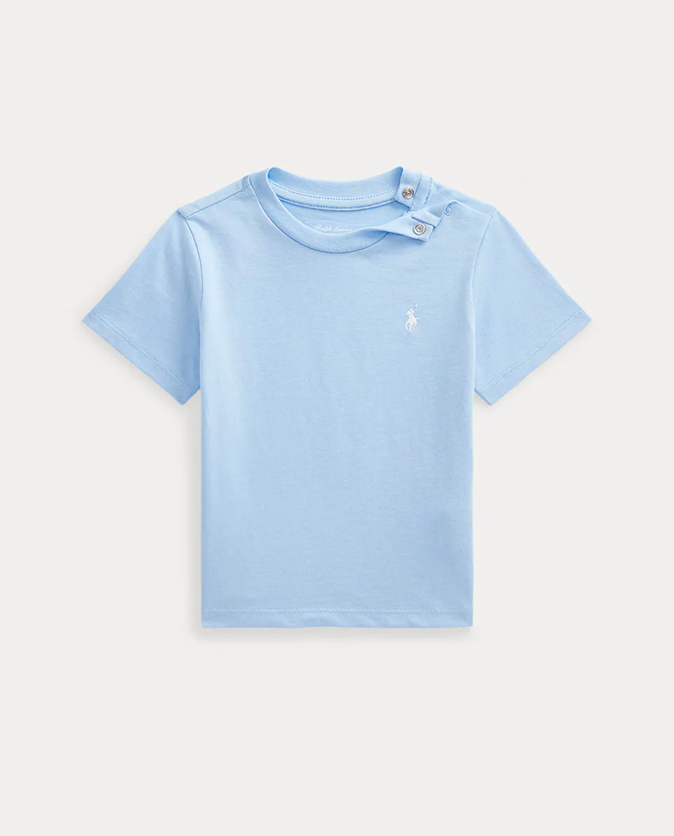 

Хлопковая футболка для мальчика с вышитой лошадкой Polo Ralph Lauren, голубой