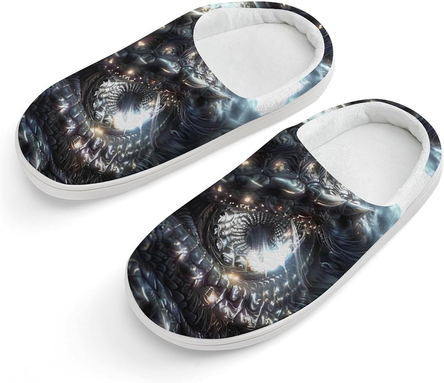 

Монохромные тапочки с глазами дракона, милые хлопковые тапочки с противоскользящей подошвой, для дома и улицы Generic, белый