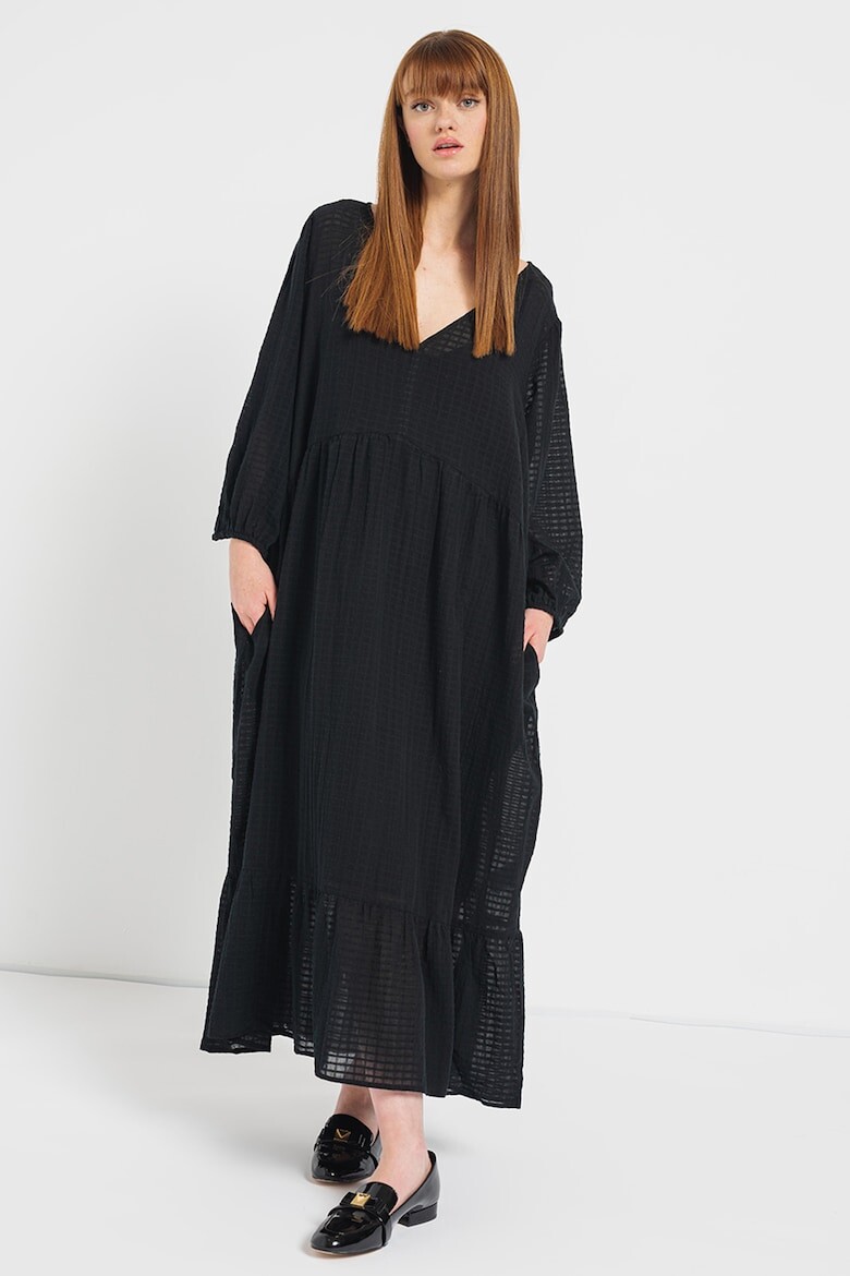 

Свободное длинное платье с рельефом Gap, черный
