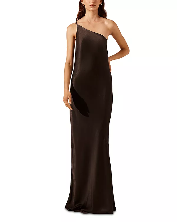 

Платье La lune с одним открытым плечом и драпировкой на спине Shona Joy, черный