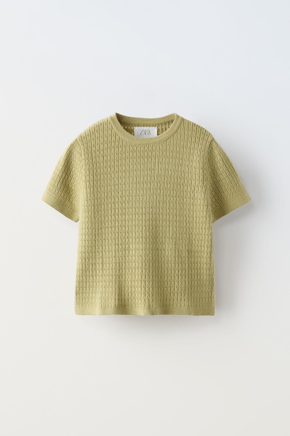 

Футболка ажурной вязки ZARA, зеленый мергель