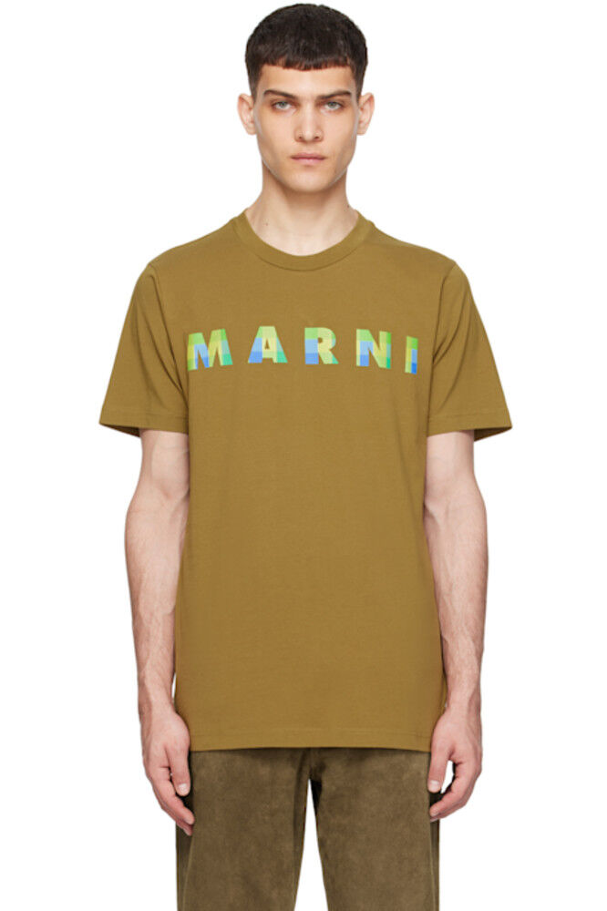 

Футболка цвета хаки с принтом Marni