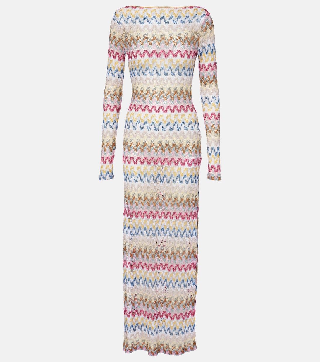 

Полосатое вязаное макси-платье Missoni, Multi w/ White Base