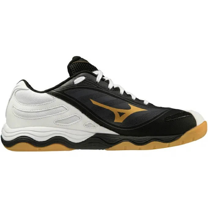 Унисекс кроссовки для настольного тенниса «Wave Medal 7» от Mizuno, Wh/Bk/Gd — фото 3