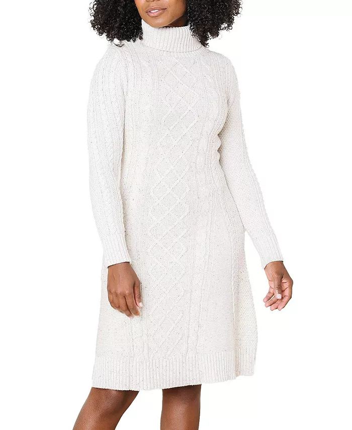 

Женское платье-свитер с длинными рукавами и воротником-водолазкой из органического хлопка Hope & Henry, белый