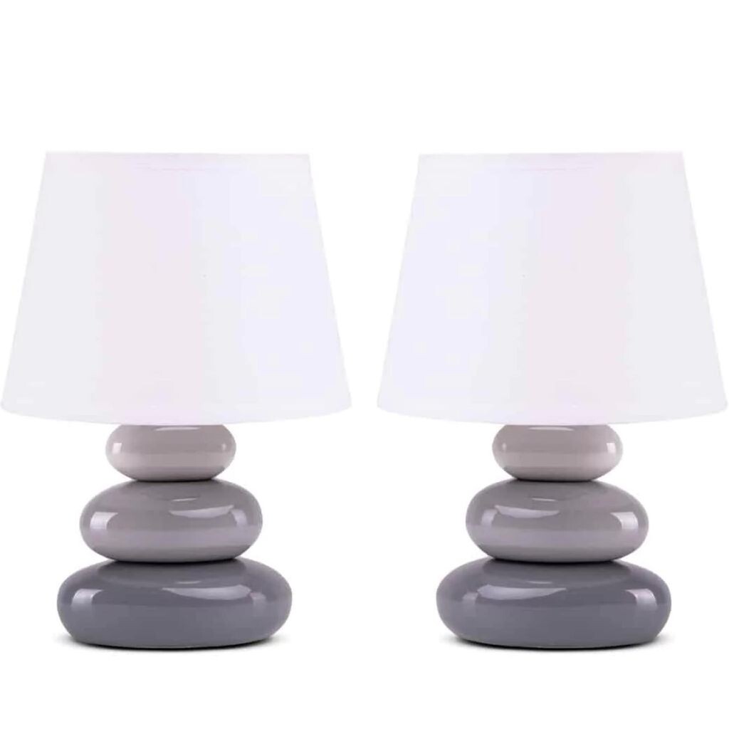 

KONSIMO Прикроватные светильники 2 шт. "SALU", серый/белый, керамика, современный, 18x24x18см