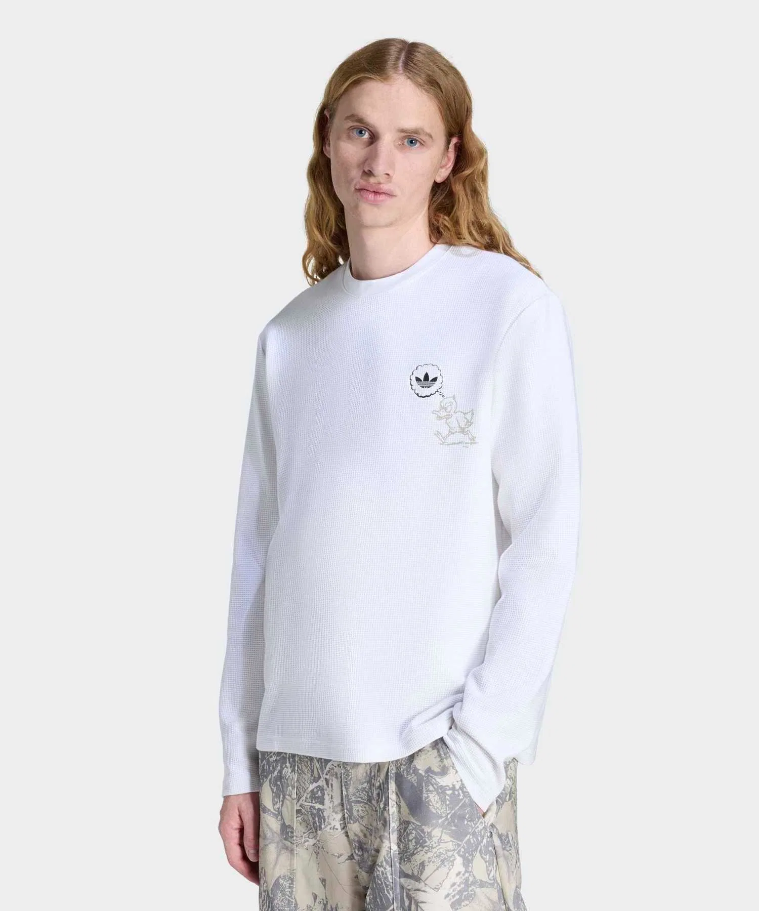 Унисекс футболка Adidas Originals Waffle Workwear с длинными рукавами белая