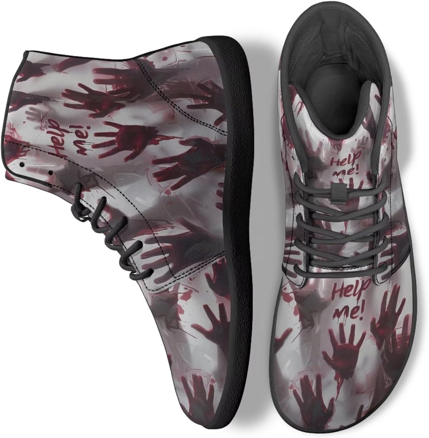 

Унисекс высокие кроссовки для бега для женщин и мужчин, обувь для ходьбы, тренировочные кроссовки из ПУ-кожи Ecaestolph, черный/красный