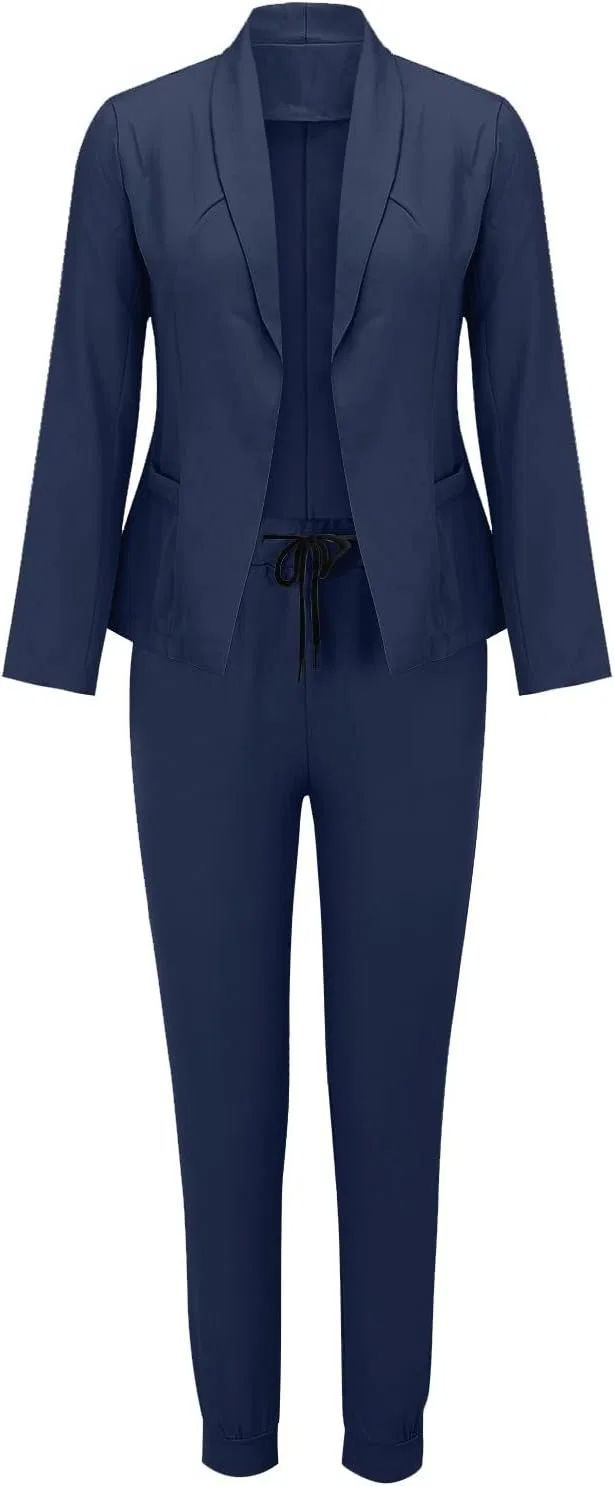 Женский костюм-двойка, пиджак и брюки, Business Casual, Generic, C-dark Blue — фото 2
