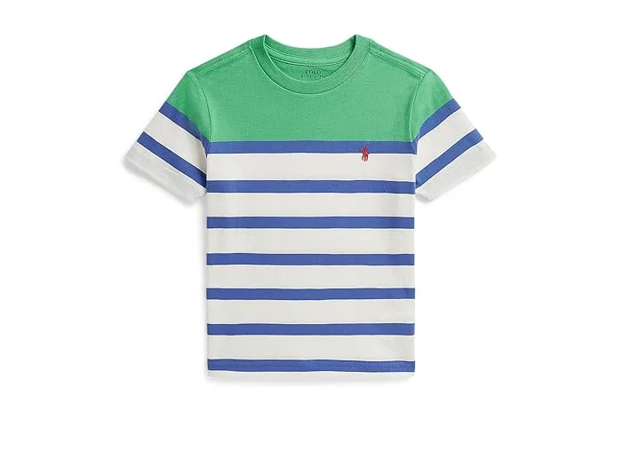 Футболка поло с полосками Striped Cotton Jersey Tee Polo Ralph Lauren Kids, Plato Green/Multicolor