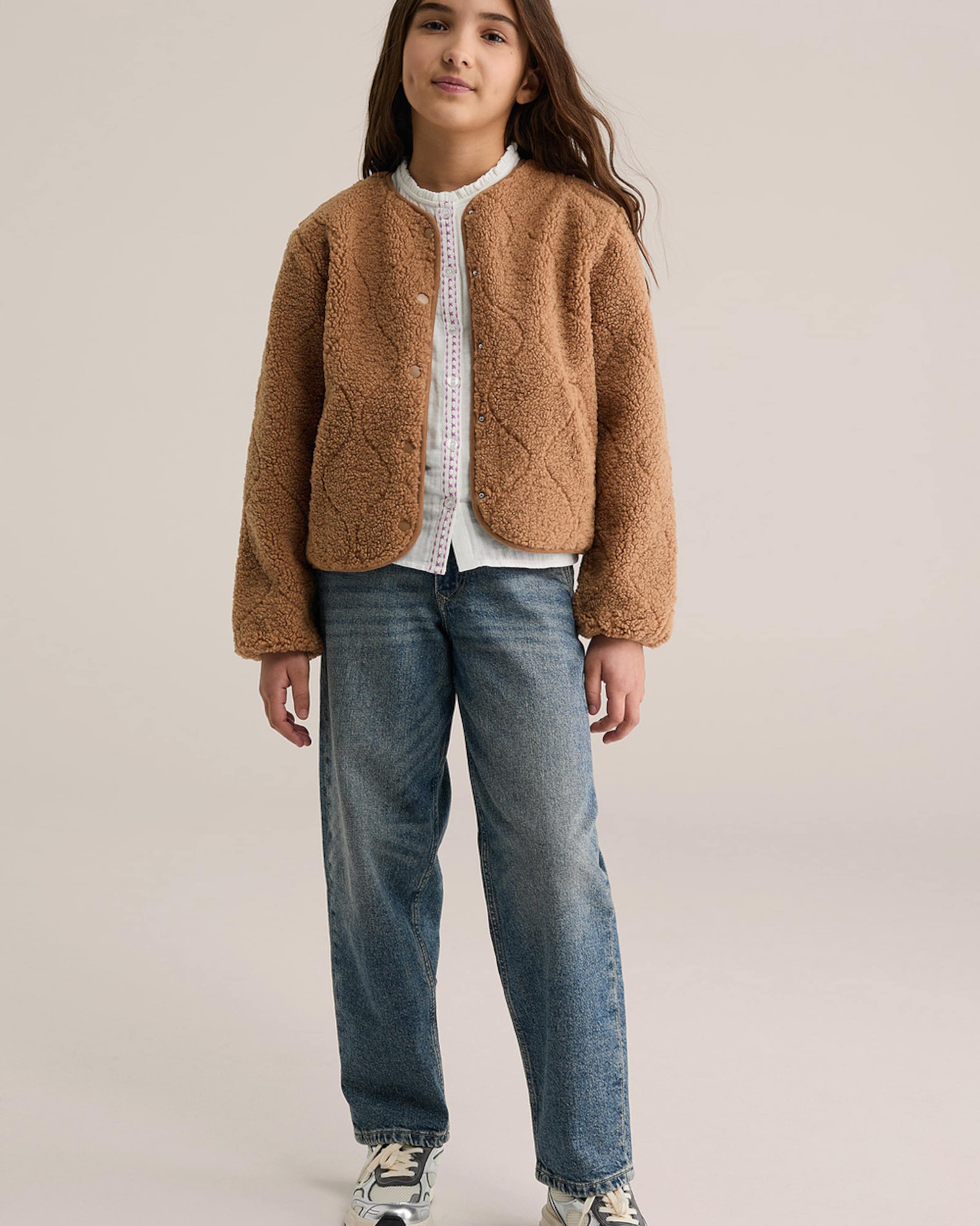 WE Fashion Куртка для межсезонья в светло-коричневом цвете — фото 4