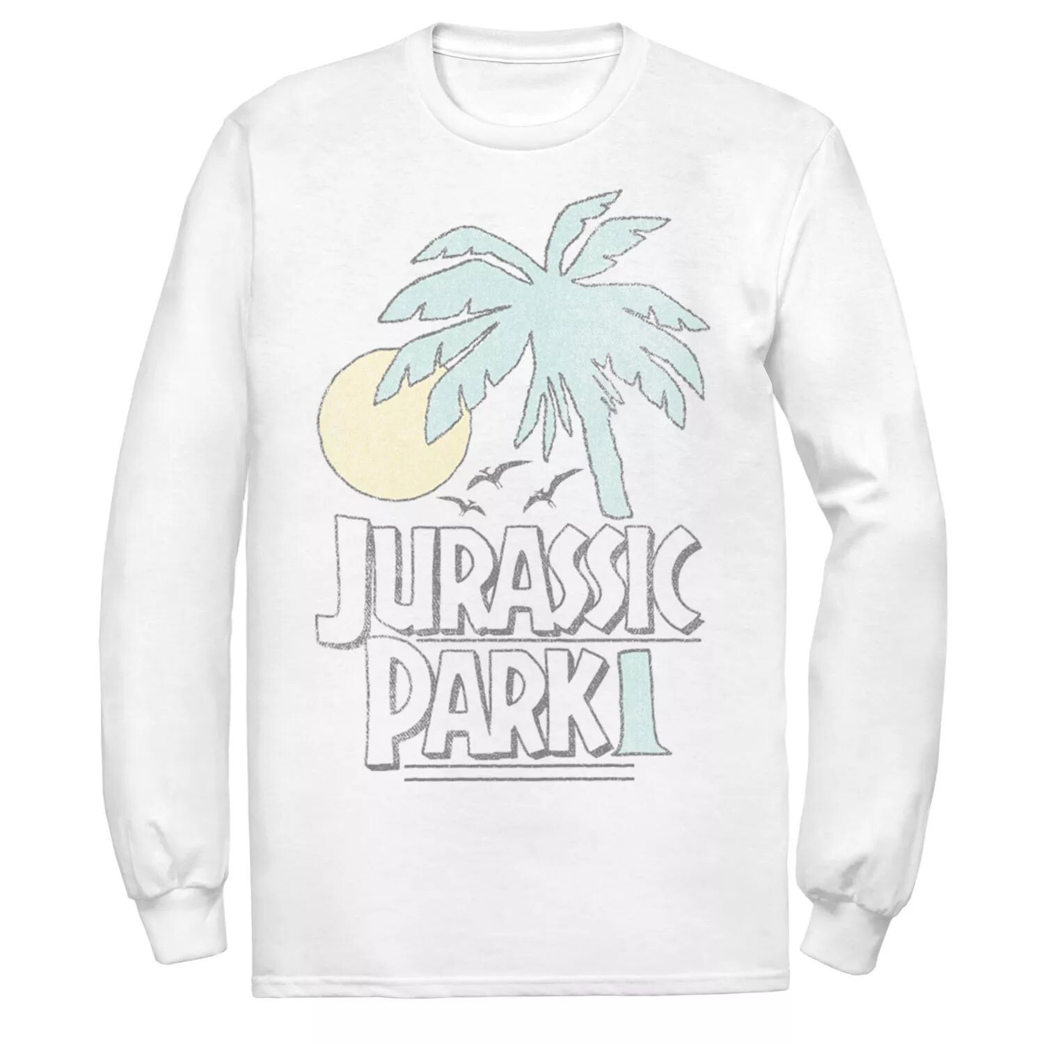 

Мужская футболка с логотипом «Парк Юрского периода» Palm Tree Sunset Licensed Character, белый