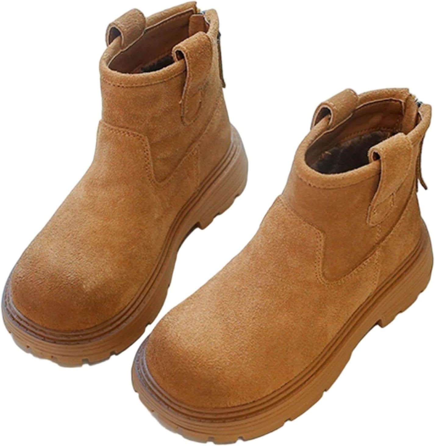 

Ботинки на шнуровке для девочек, зимние с меховой подкладкой, снежные сапожки с задней молнией, замшевые теплые сапожки для верховой езды, детская обувь на возраст 2-11 лет Zzalalana, Brown