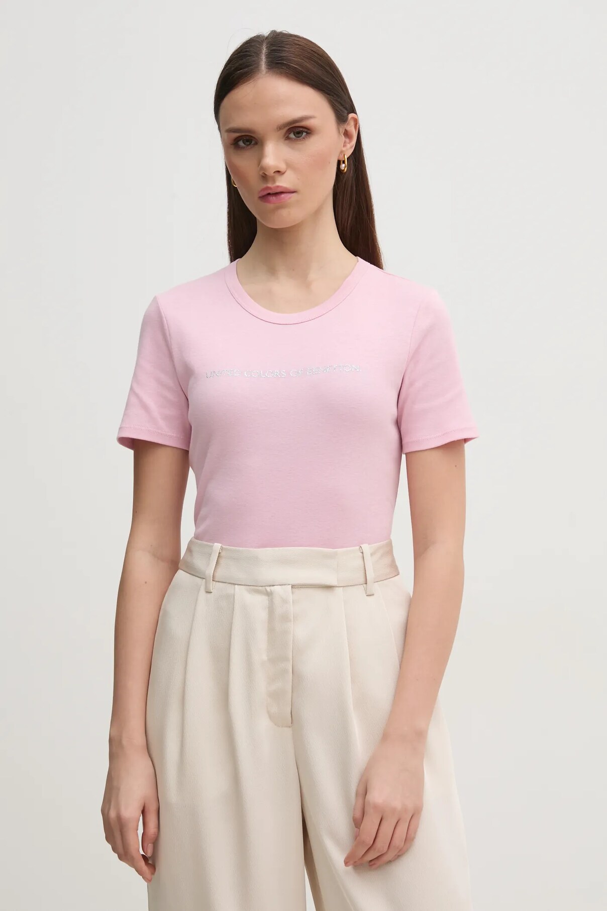 

Футболка из хлопка United Colors Of Benetton, розовый
