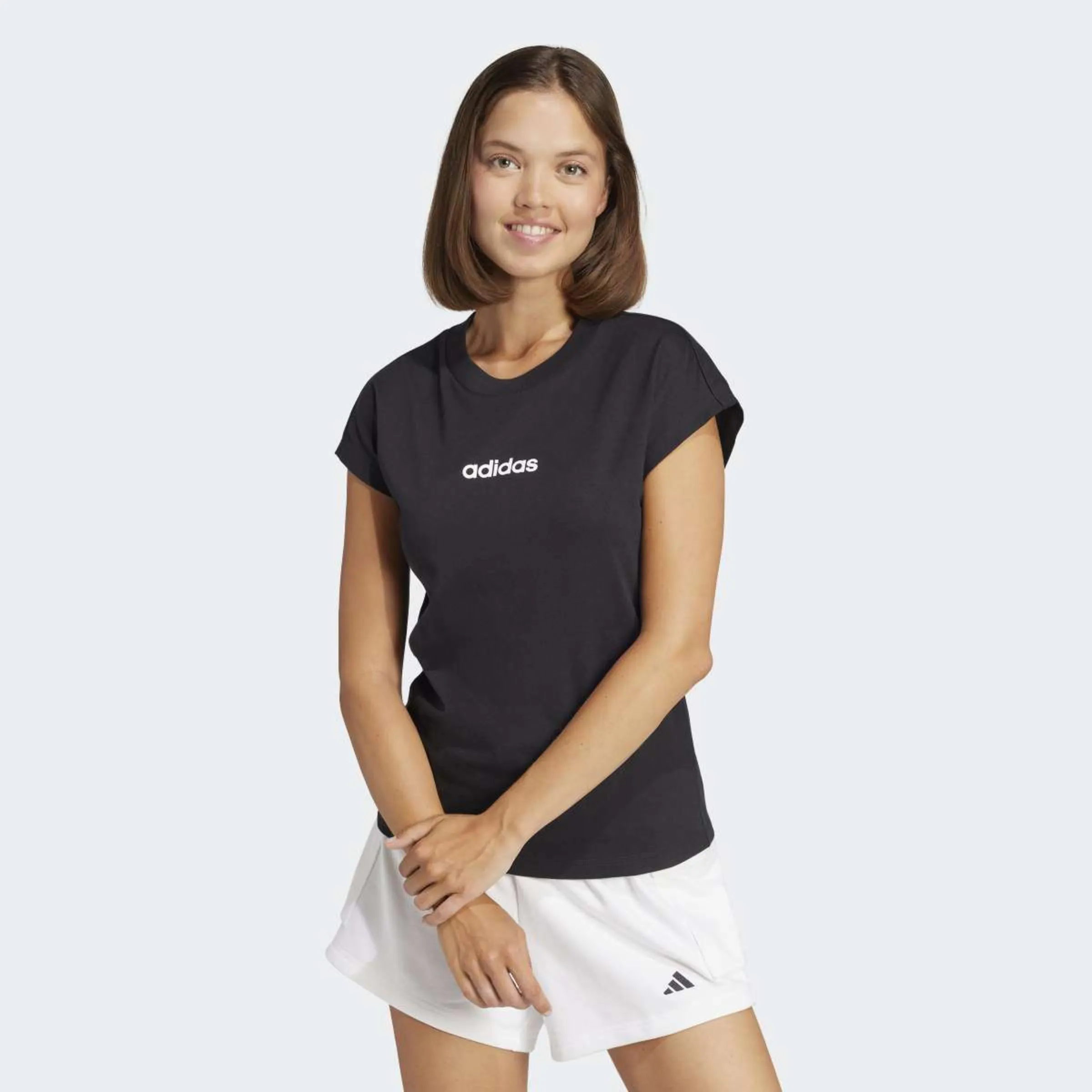 

Женская футболка Essentials Linear Cotton Adidas, черный