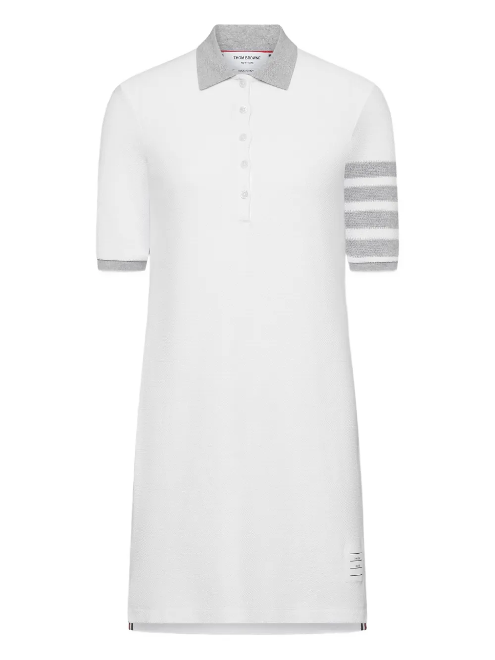 

Фактурное платье мини с полосками 4-bar Thom Browne, белый