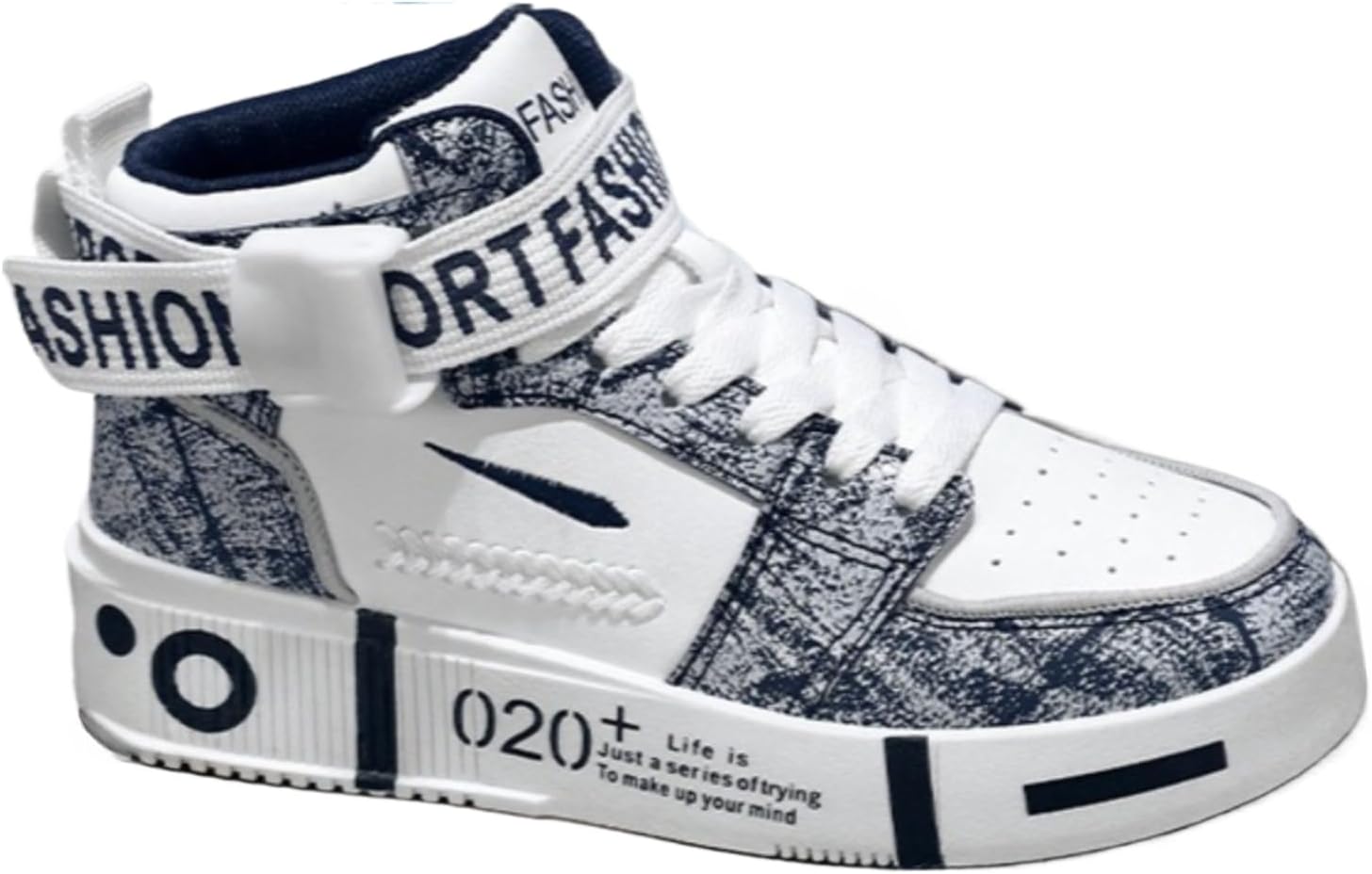 

Высокие кроссовки на шнуровке с платформой для мужчин, кожаные, с плоской подошвой, дышащие, легкие, с круглым носком, удобные, для ходьбы, скейтборда, повседневной носки, в стиле кэжуал, для улицы и активного отдыха Netehadi, синий