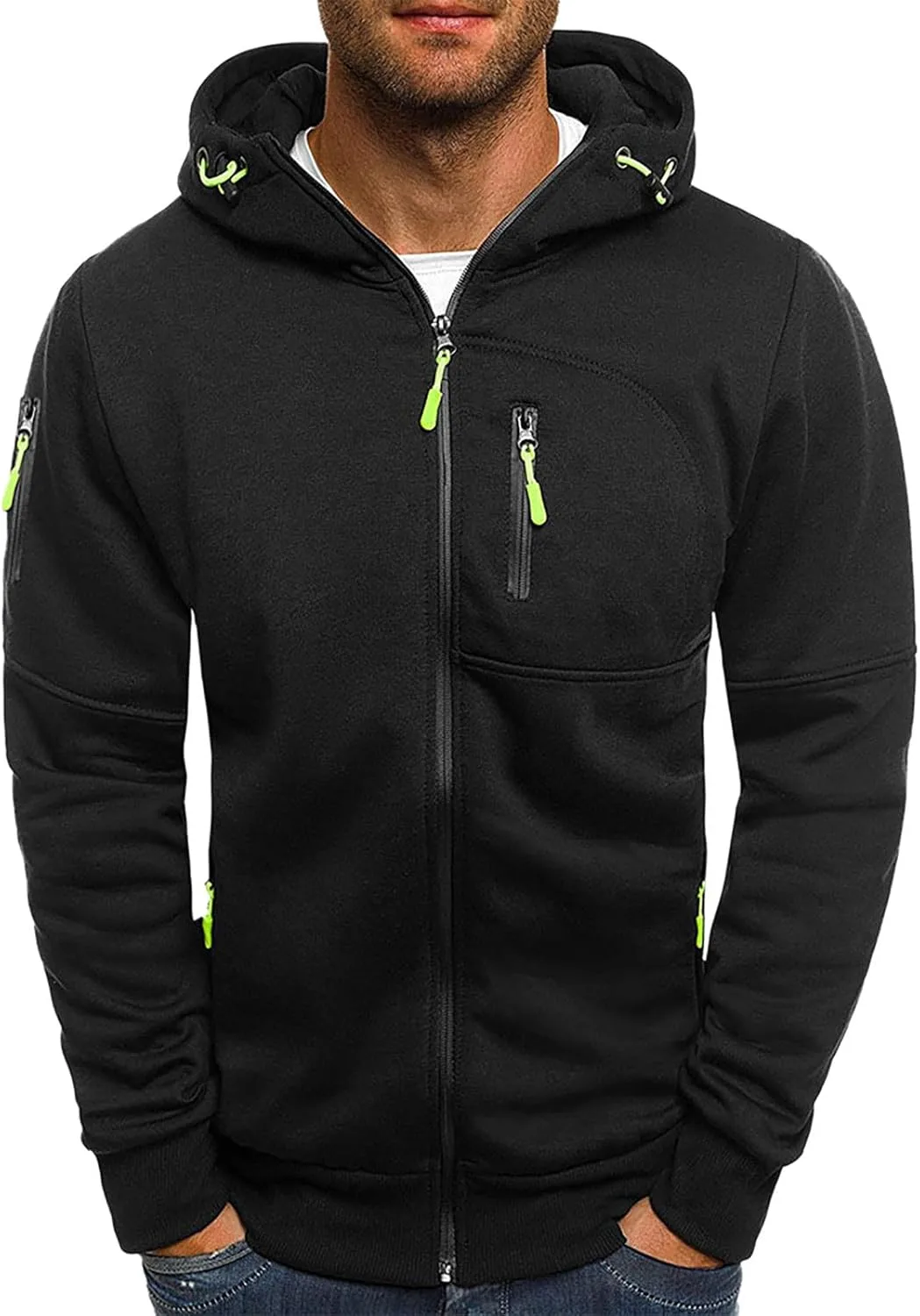 

Толстовка с капюшоном Full Zip для мужчин, легкая, на осень и зиму