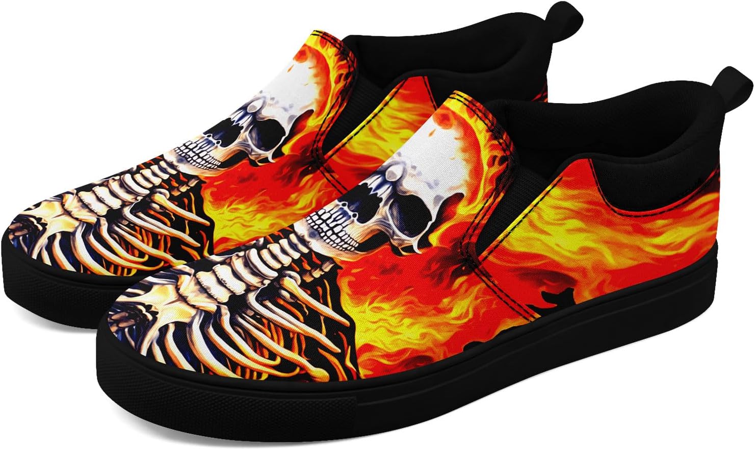 

Стильные слипоны AWSOLE с черепом и цветами из канвы для мужчин и женщин, модные, удобные, легкие кроссовки на плоской подошве, белый/черный/желтый/оранжевый