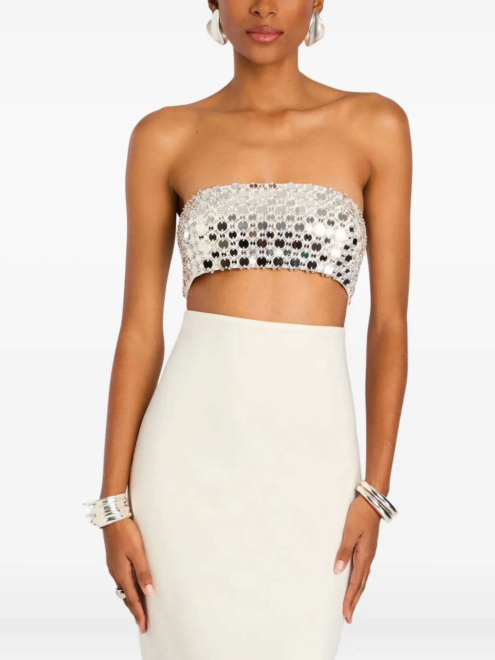 

Платье Esmerelda без бретелек с украшениями Retrofete, белый