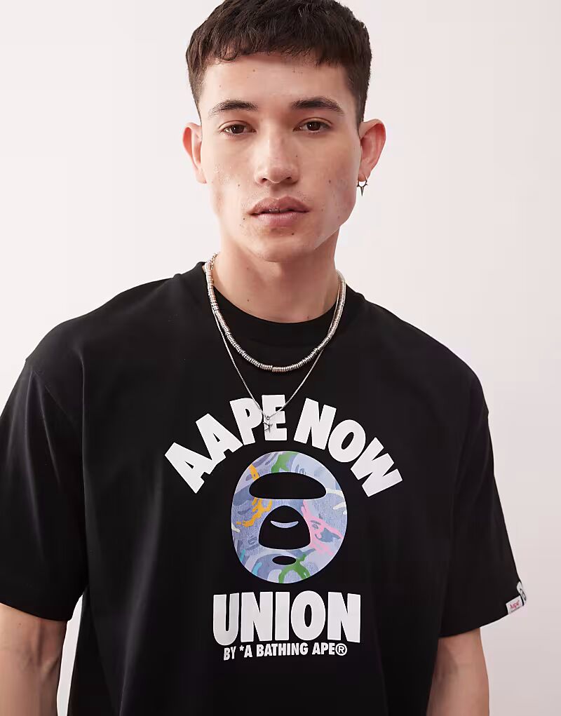 

Футболка с логотипом Aape by A Bathing Ape черного цвета AAPE BY A BATHING APE