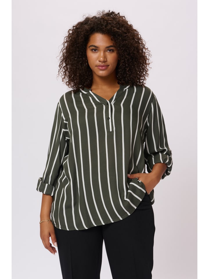 

Блуза Kaffe Bluse, цвет Khaki/Weiß