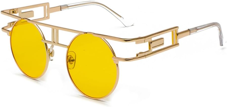 

Солнцезащитные очки в стиле стимпанк, женские ретро-солнцезащитные очки, мужские готические круглые солнцезащитные очки с защитой от УФ-излучения UV400 generic, Gold-yellow